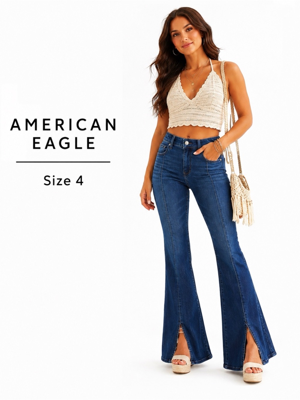 AMERICAN EAGLE Festival Flare Dark Wash Jeans Size 4